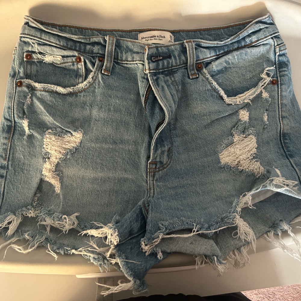Abercrombie & Fitch Women's Distressed Blue Denim Shorts